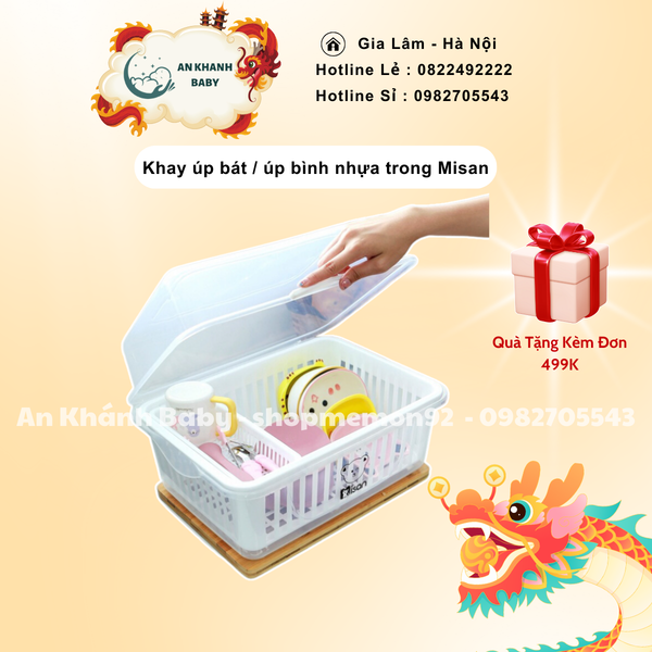  Khay úp bát / úp bình nhựa trong Misan 