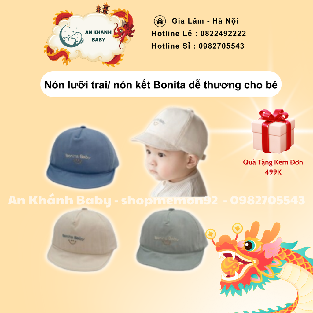  Nón lưỡi trai/ nón kết Bonita dễ thương cho bé yêu 