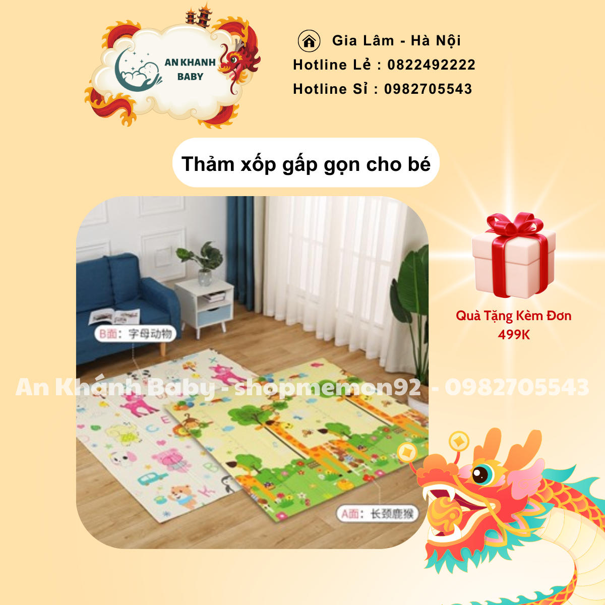  Thảm xốp gấp gọn kích thước 1m8*2m - màu ngẫu nhiên 