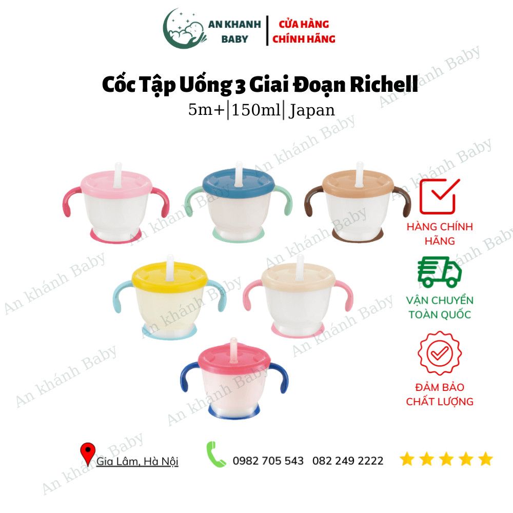  Cốc tập uống 3 giai đoạn Richell Nhật 