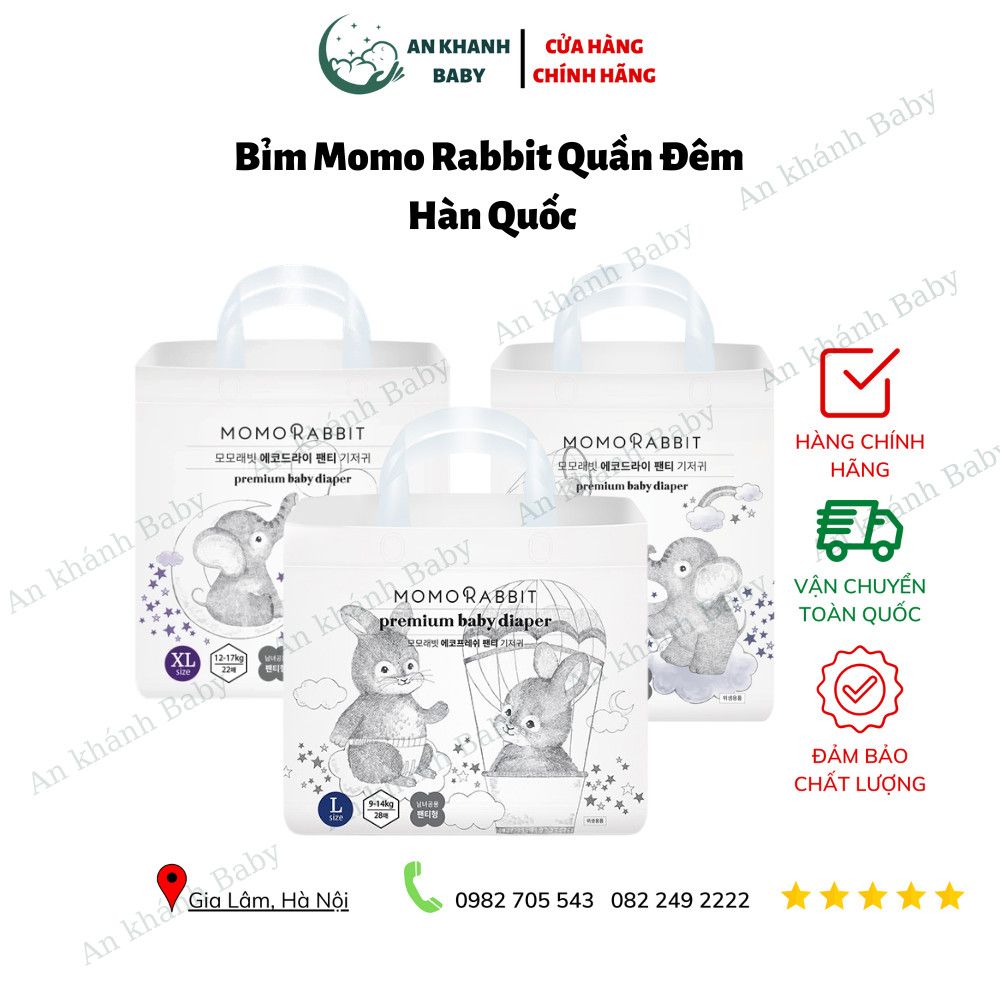  Bỉm Momorabbit quần đêm đủ size (L28/XL22/XXL18) 