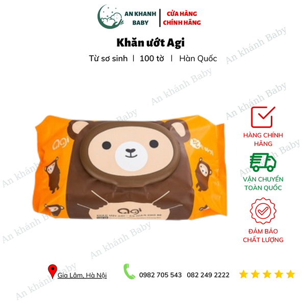  Khăn ướt Agi 100 tờ - mua 3 gói tặng 1 gói 80 tờ 