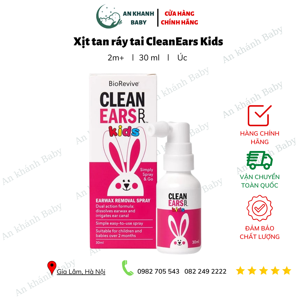  Xịt Thỏ Hồng - Hỗ Trợ Tan Ráy Tai Clean Ears Kids 30ml Của Úc 