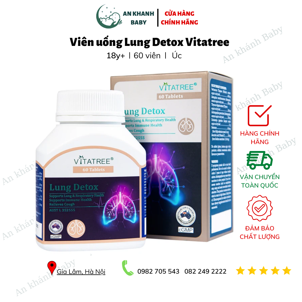  Thực phẩm chức năng Viên uống thải độc phổi Vitatree Lung Detox 60 viên của Úc 