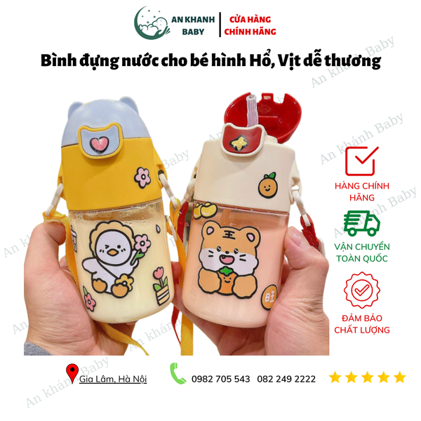  Bình đựng nước cho bé hình Hổ, Vịt dễ thương ngộ nghĩnh 