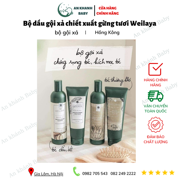  Bộ dầu gội xả chiết xuất gừng tươi Weilaya 