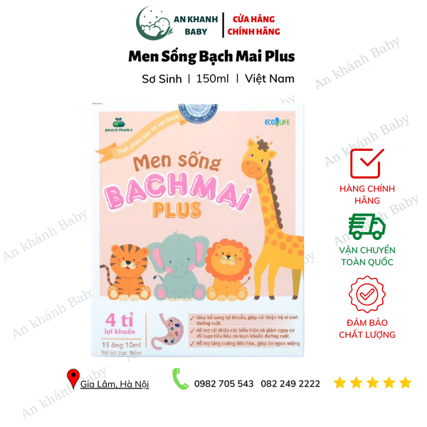  Men sống Bạch Mai Plus (15 ống x 10ml) mẫu mới 