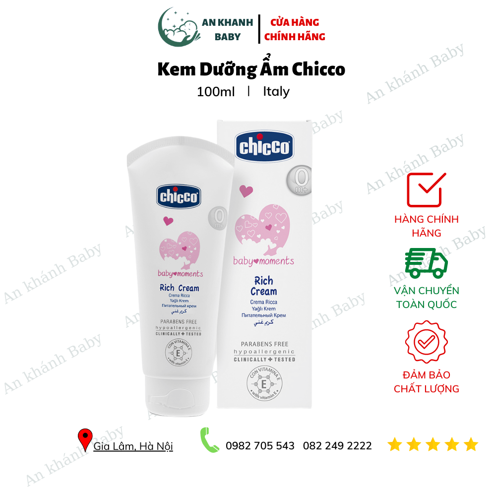  Kem dưỡng ẩm chứa Omega và vitamin E Chicco 100ml 