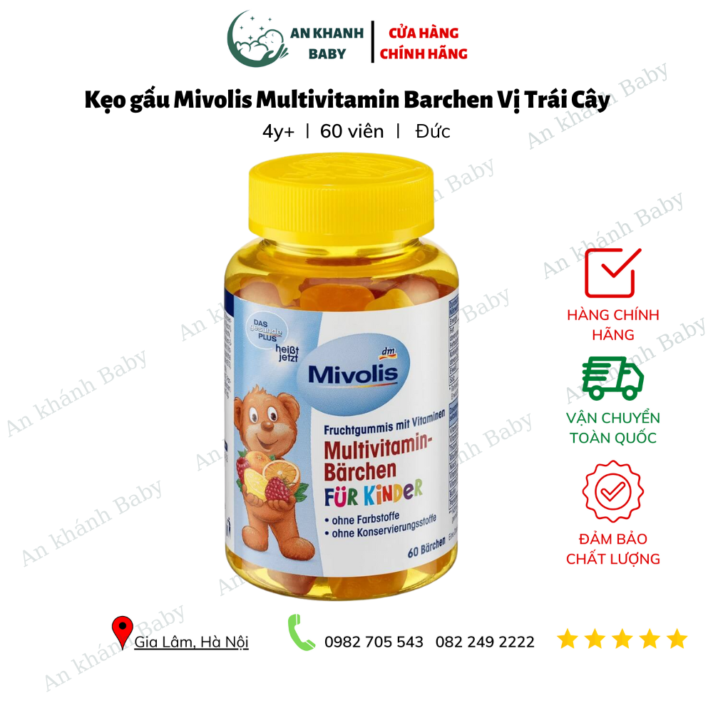  Kẹo gấu của Đức Mivolis Multivitamin Barchen Vị Trái Cây, 60 Viên 