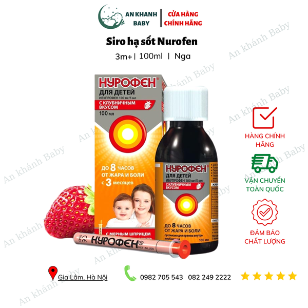  Siro hạ sốt giảm đau cho trẻ em Nurofen 100ml của Nga 