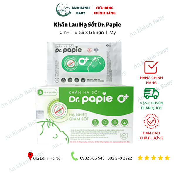  Khăn lau hạ sốt Dr Papie dành cho bé 0m+ 