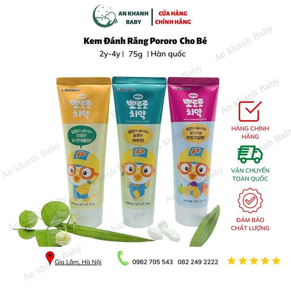  Kem đánh răng Pororo Hàn Quốc cho bé 75g (đủ màu) 