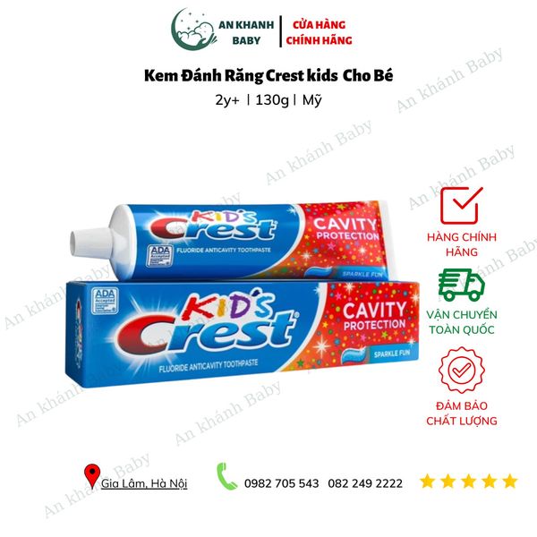  Kem đánh răng cho bé (nuốt được) CREST KID hương trái cây 130g 