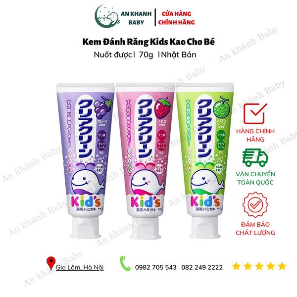  Kem đánh răng Kao Kids 70g đủ vị (3y+) 