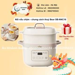  [KÈM QUÀ] Nồi nấu chậm - chưng cách thuỷ Bear SB-NNC16 - 1.6 lít - tiếng Việt [1 thố lớn 1.6 lít + 2 thố nhỏ 0.5 lít] 