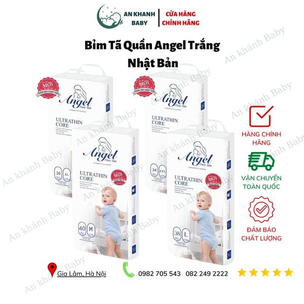  Bỉm tã quần Angel trắng Nhật Bản đủ size (M40/L38/XL36/XXL34) 