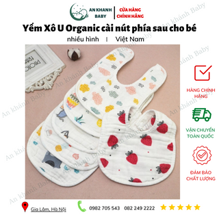 Yếm Xô U Organic cài nút phía sau cho bé nhiều mẫu xinh yêu 