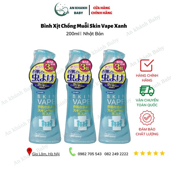  Xịt chống muỗi và côn trùng đốt skin VAPE 200ml - màu xanh , hồng 