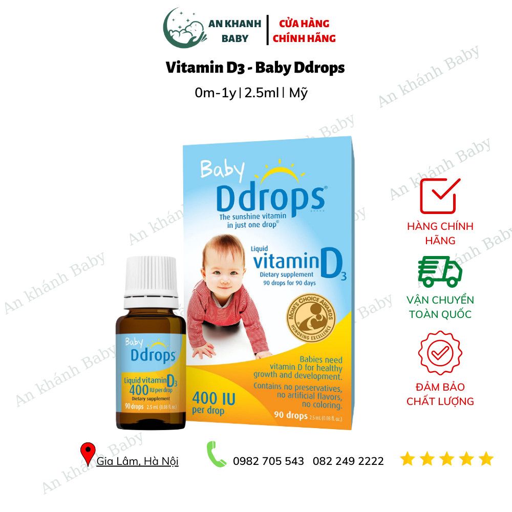  Vitamin D3 Drop của Mỹ – Baby DDrops Vitamin D3 