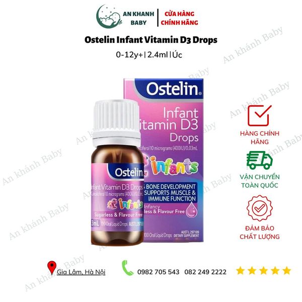  Ostelin Infant Vitamin D3 Drops Cho Trẻ Từ Sơ Sinh Đến 12 Tuổi - 2.4ml 