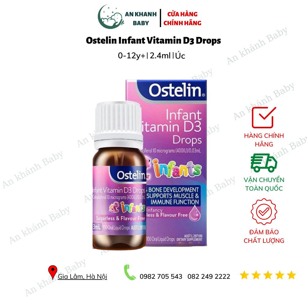  Ostelin Infant Vitamin D3 Drops Cho Trẻ Từ Sơ Sinh Đến 12 Tuổi - 2.4ml 