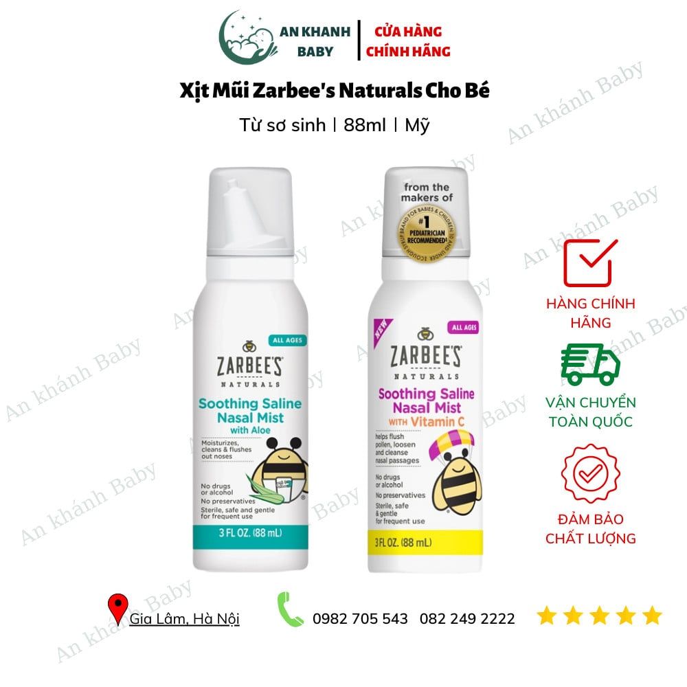  Xịt Rửa Mũi Zarbee's Mỹ Cho Bé Từ Sơ Sinh - 88ml 