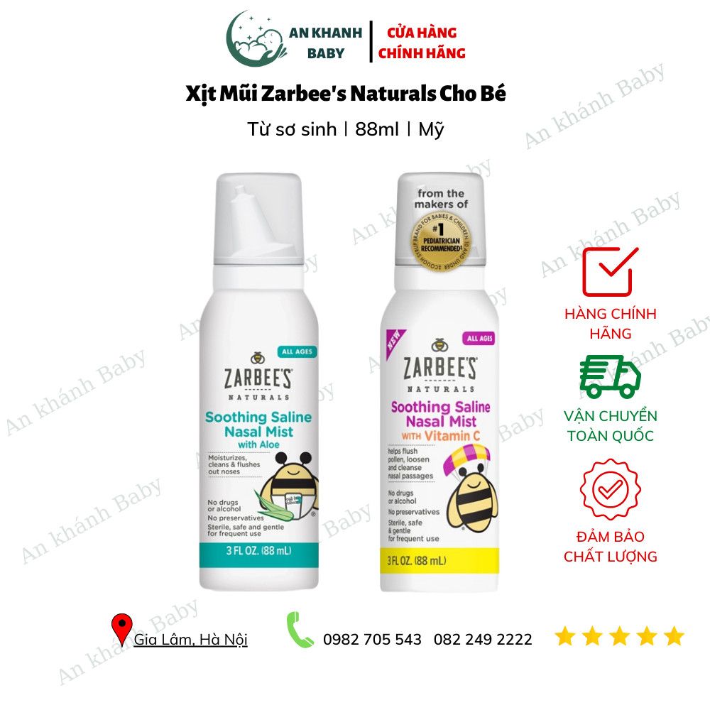  Xịt Rửa Mũi Zarbee's Mỹ Cho Bé Từ Sơ Sinh - 88ml 