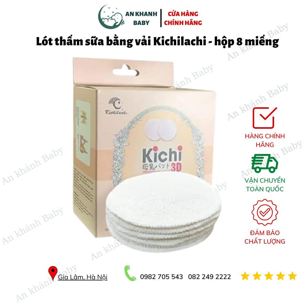  Lót thấm sữa bằng vải Kichilachi - hộp 8 miếng 