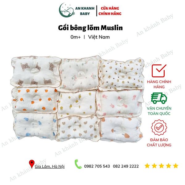  Gối bông lõm Muslin 