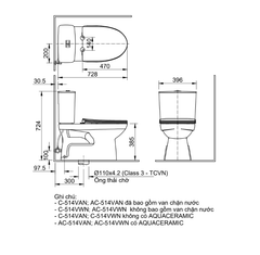 BÀN CẦU INAX ACT-902VN (ACT902VN) 1 KHỐI DÒNG S200 XẢ KHÔNG CHẠM
