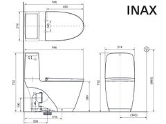 BÀN CẦU INAX ACT-832VN (ACT832VN) 2 KHỐI DÒNG XẢ KHÔNG CHẠM