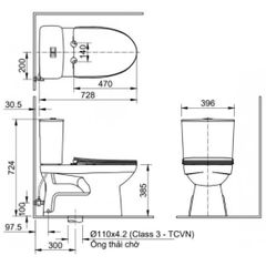BÀN CẦU 2 KHỐI INAX AC-514VWN