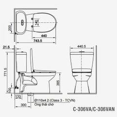 BÀN CẦU 2 KHỐI INAX C-306VAN