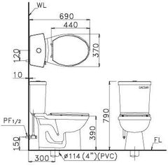BÀN CẦU 2 KHỐI CAESAR CT1325/ CTS1325