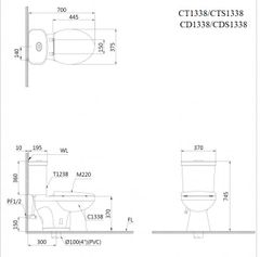 BÀN CẦU 2 KHỐI CAESAR CPT1338/ CTS 1338