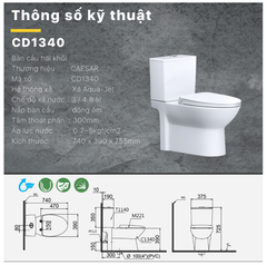 BÀN CẦU 2 KHỐI CAESAR CD1340
