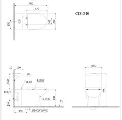 BÀN CẦU 2 KHỐI CAESAR CD1340