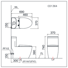 BÀN CẦU THÔNG MINH C1364F + TAF060