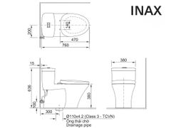 BÀN CẦU 1 KHỐI INAX AC-900VRN-2