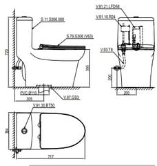 BÀN CẦU MỘT KHỐI SANFI S306