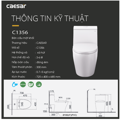 BÀN CẦU 1 KHỐI CAESAR C1356