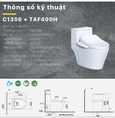 BÀN CẦU ĐIỆN TỬ C1356F + TAF400H
