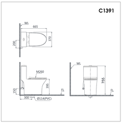 BÀN CẦU 1 KHỐI CAESAR C1391