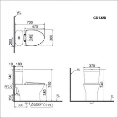 BÀN CẦU 2 KHỐI CAESAR CD1320