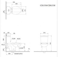 BÀN CẦU 2 KHỐI CAESAR CD1338/ CDS1338