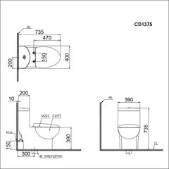 BÀN CẦU 1 KHỐI CAESAR C1375