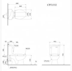 BÀN CẦU 2 KHỐI CAESAR CPT1332