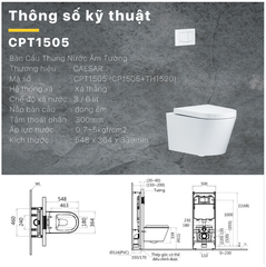 BÀN CẦU TREO TƯỜNG CAESAR CPT1505 KÉT ÂM TƯỜNG