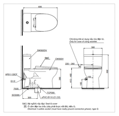 BÀN CẦU ĐIỆN TỬ TOTO CS302DW16