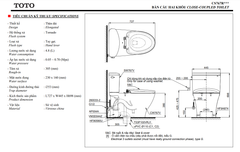 BÀN CẦU TOTO CS767RE2 NẮP RỬA CƠ TCW07S